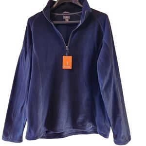 NWT Elevate navy bowlen ski preppy minimalist polyfleece 1/4 zip pullover casual